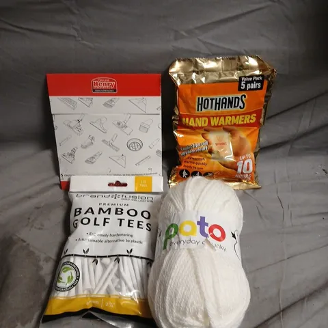 APPROXIMATEY 15 HOUSEHOLD ITEMS TO INCLUDE HENRY SCENT PODS, KNITTING YARN AND BAMBOO GOLF TEES
