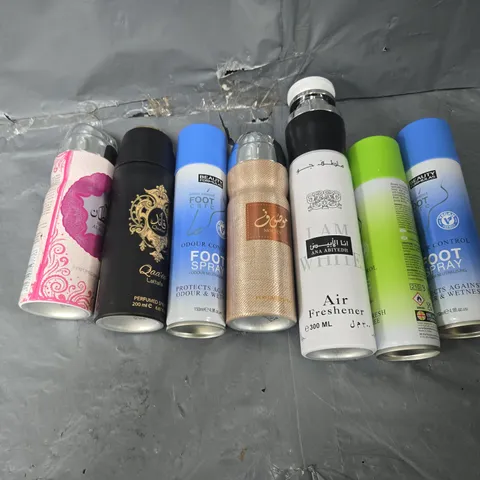 APPROXIMATELY 15 ASSORTED AEROSOLS TO INCLUDE BODY SPRAY, FOOT SPRAY, AND AIR FRESHENER ETC. 