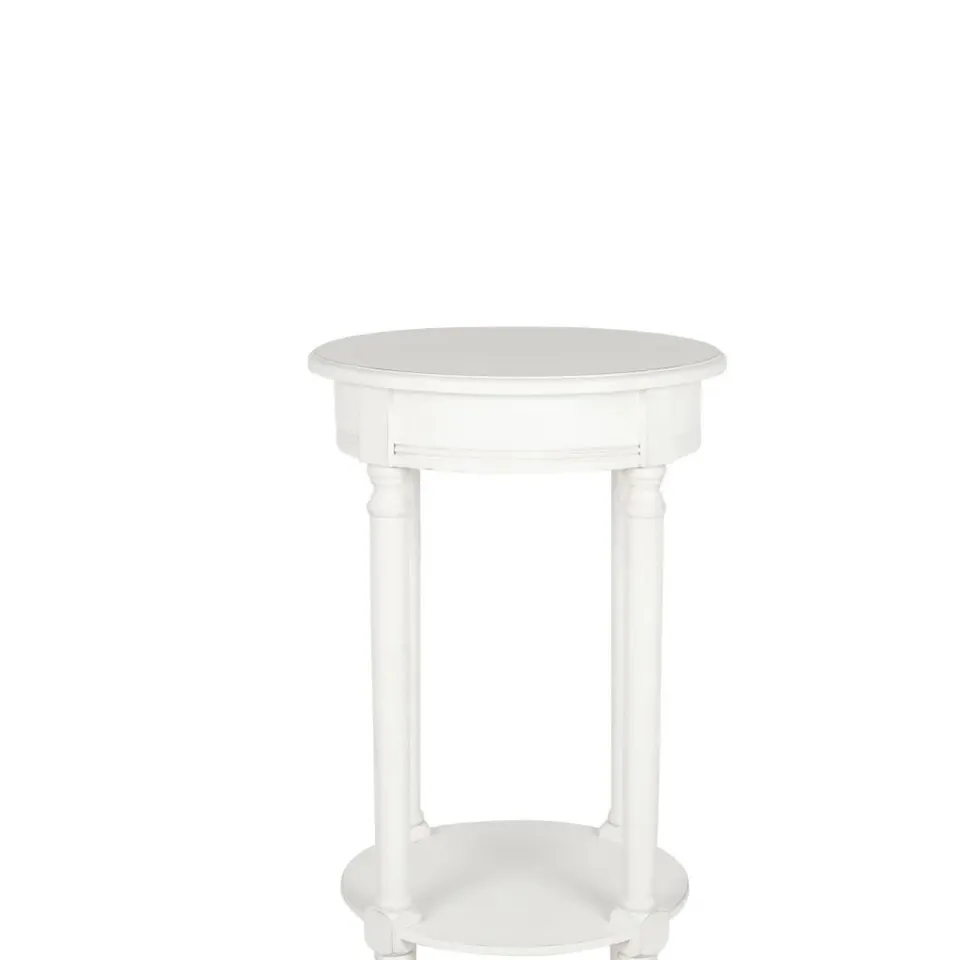 BOXED HERITAGE ELIZABETH WHITE PINE WOOD ROUND ACCENT TABLE (1 BOX)