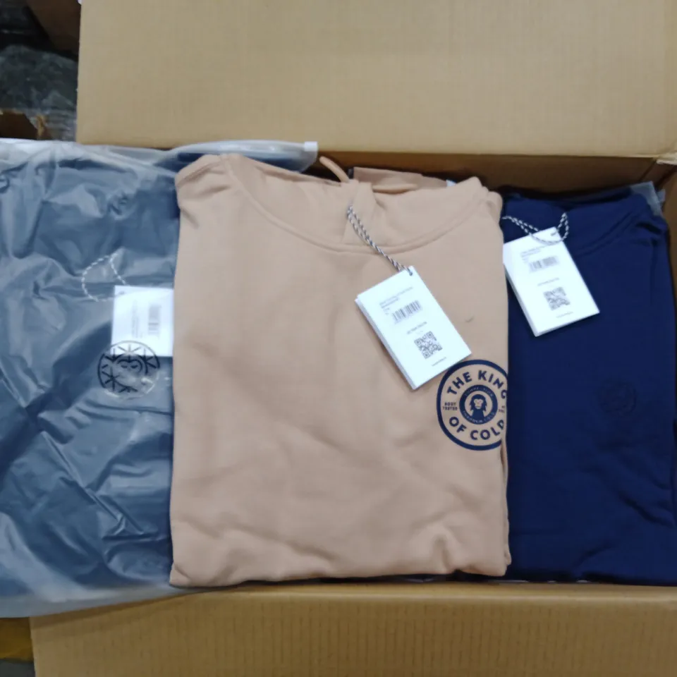 BOX OF APPROXIMATELY 14X BRAND NEW BRASS MONKEY HOODIES MIXED SIZES
