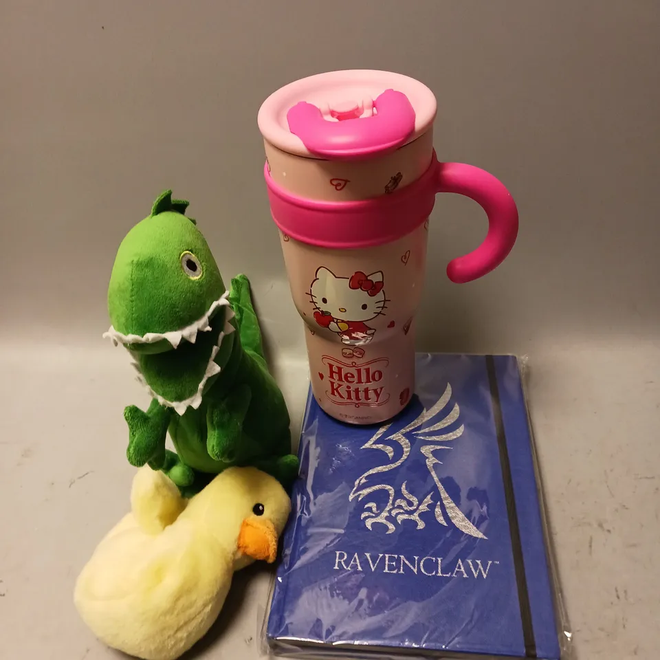 MEDIUM BOX OF ASSORTED TOYS AND GAMES TO INCLUDE TEDDIES, HARRY POTTER BOOKS AND HELLO KITTY