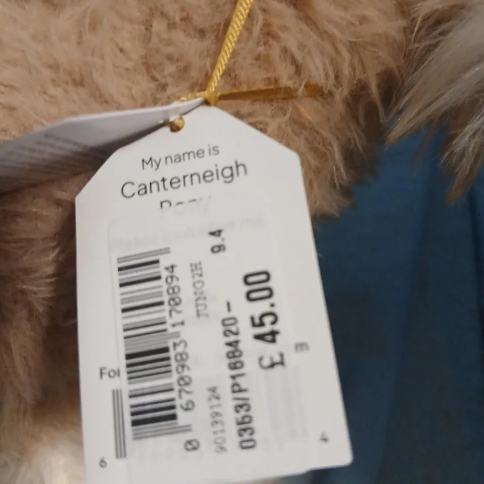 JELLYCAT LONDON CANTERNEIGH PONY PLUSH TEDDY BEAR WITH NAME TAG AND FLUFFY WHITE MANE –