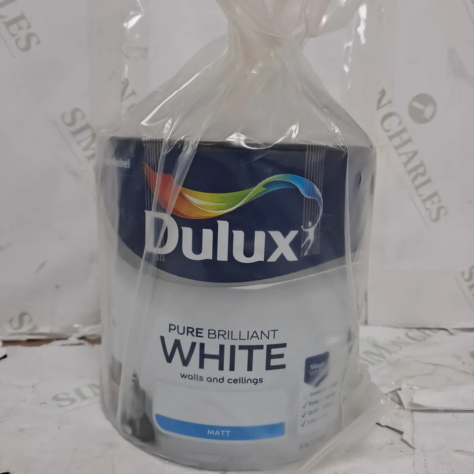 DULUX PURE BRILLIANT WHITE MATT EMULSION PAINT, 2.5L - COLLECTION ONLY 