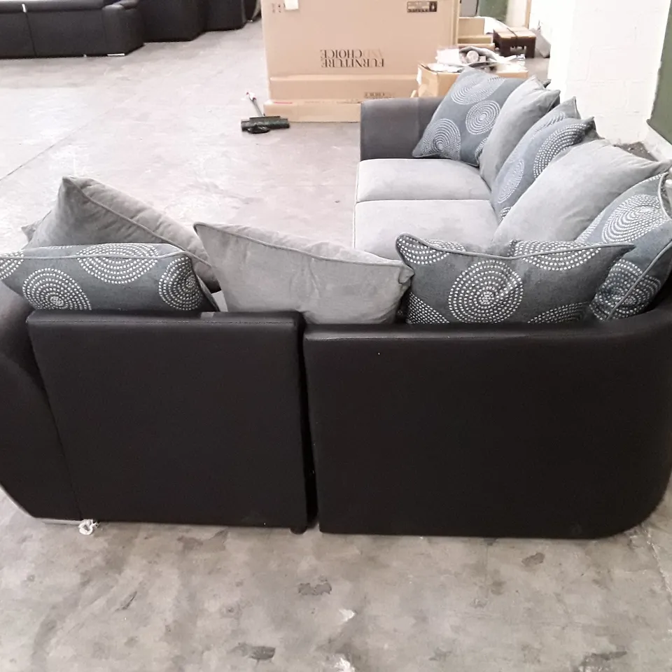 QUALITY DESIGNER DANUBE RH CORNER GROUP SOFA - GREY/BLACK FABRIC