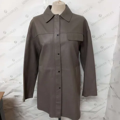 MASSIMO DUTTI GREY NATURAL LEATHER JACKET SIZE 12