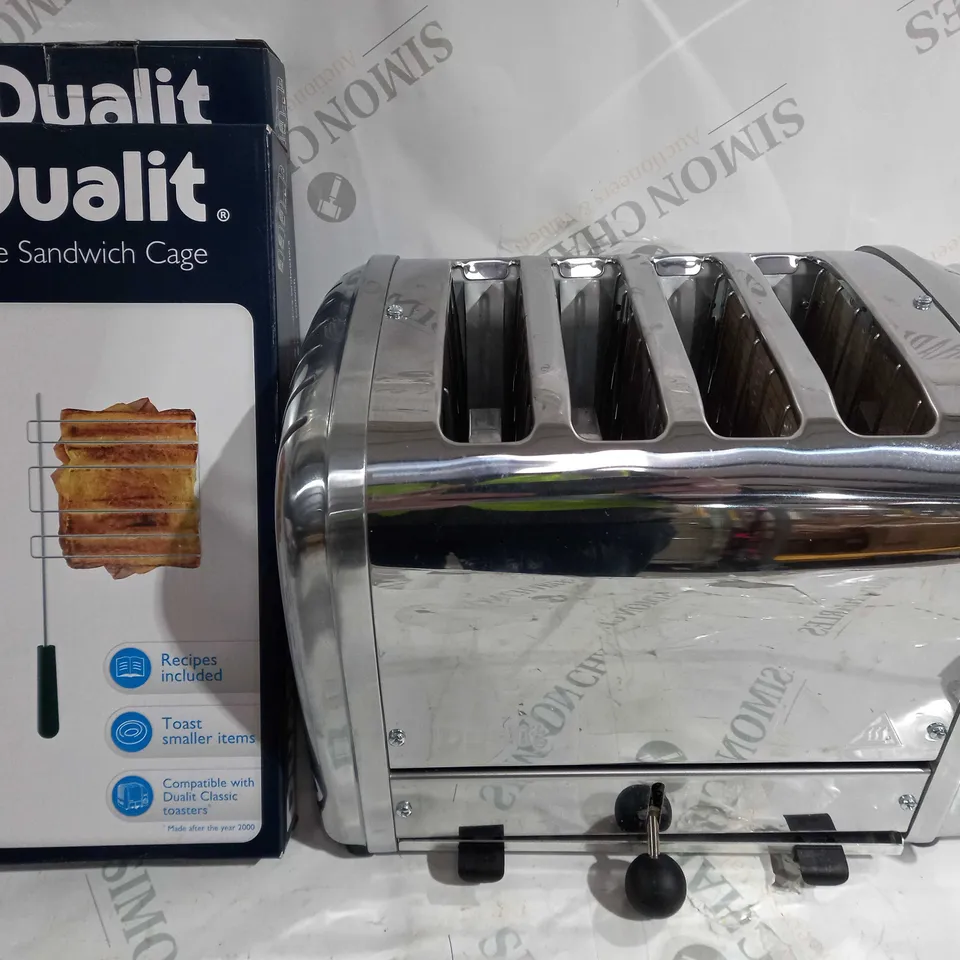 BOXED DUALIT 4 SLOT VARIO CLASSIC TOASTER WITH TWO SANDWICH CAGES