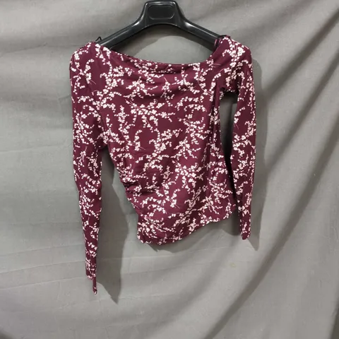 NOBODY'S CHILD GIRLS' FLORAL TOP – PURPLE WITH WHITE PRINT, UK 6 (EU 34, USA 2) – ECOVERO