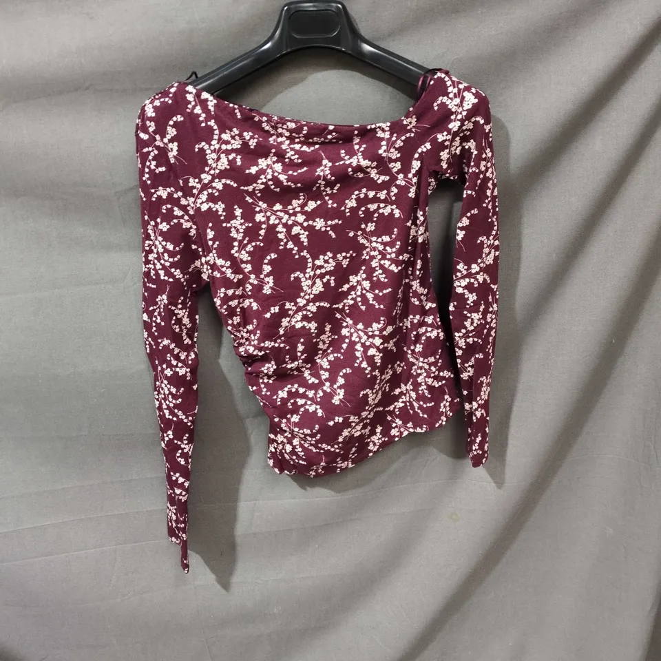 NOBODY'S CHILD GIRLS' FLORAL TOP – PURPLE WITH WHITE PRINT, UK 6 (EU 34, USA 2) – ECOVERO