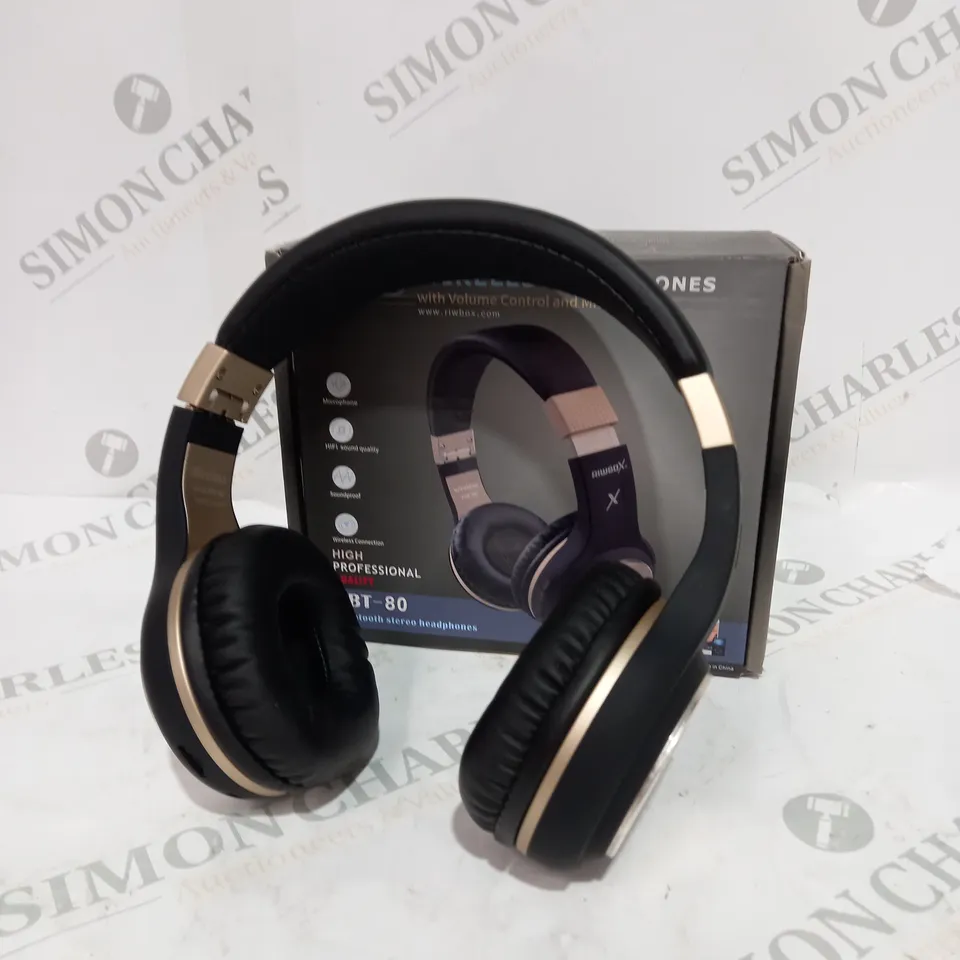BOXED XBT-80 BLUETOOTH WIRELESS HEADPHONES VOLUME CONTROL AND MIC