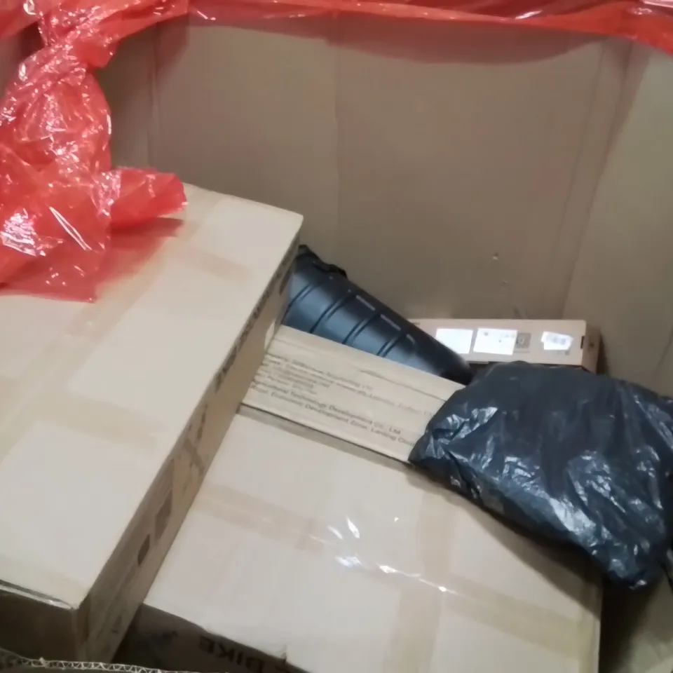 PALLET OF ASSORTED HOUSEHOLD GOODS AND PRODUCTS TO INCLUDE;CHAIR MAT,POPUP CHRISTMAS TREE,EXERCISE BIKE