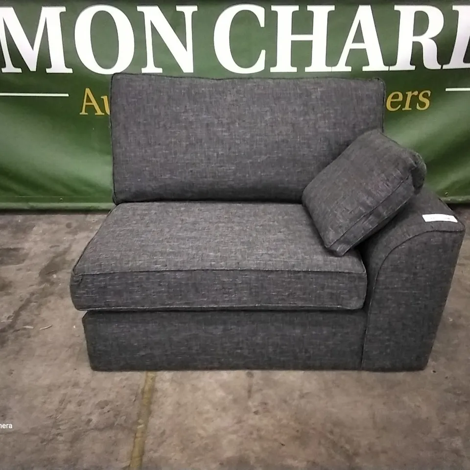 QUALITY DESIGNER STAMFORD 2 SEATER SECTION BOUCLE WEAVE CHARCOAL FABRIC