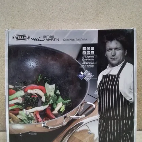 BOXED STELLER JAMES MARTIN 32CM NON-STICK WOK