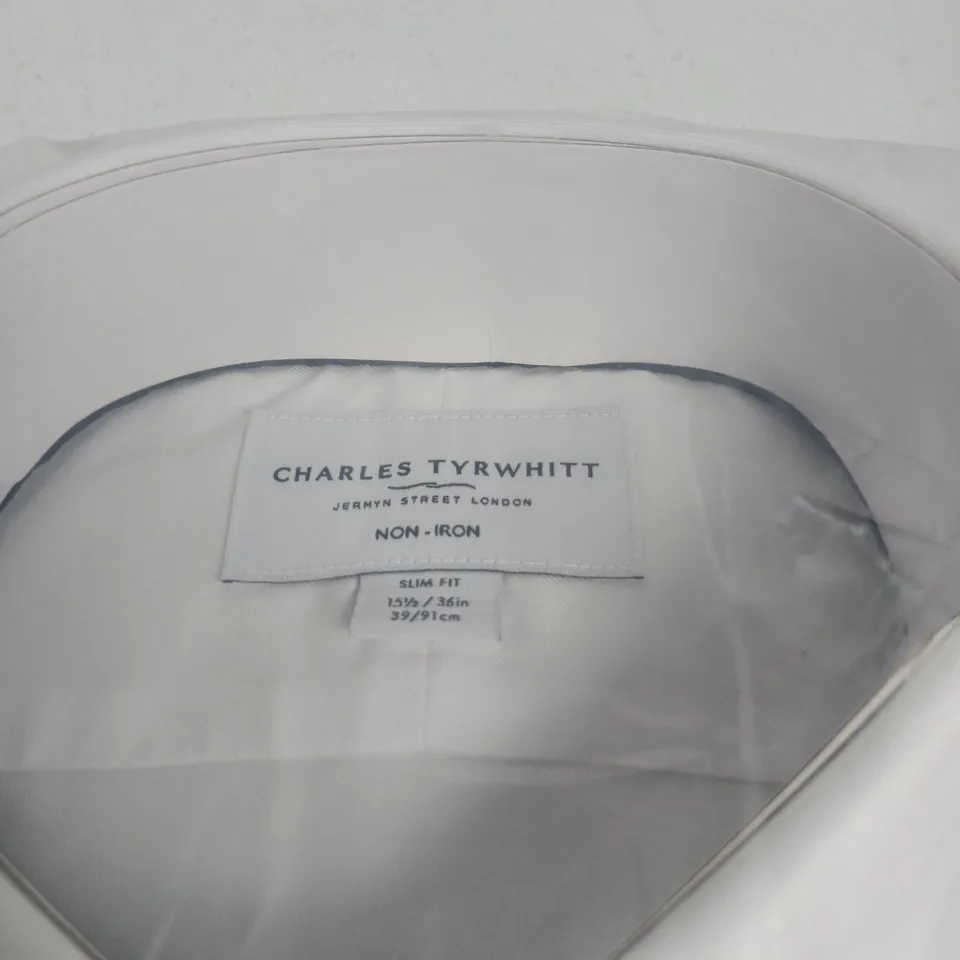 CHARLES TYRWHITT WHITE NON-IRON SLIM FIT SHIRT – UK COLLAR 15.5