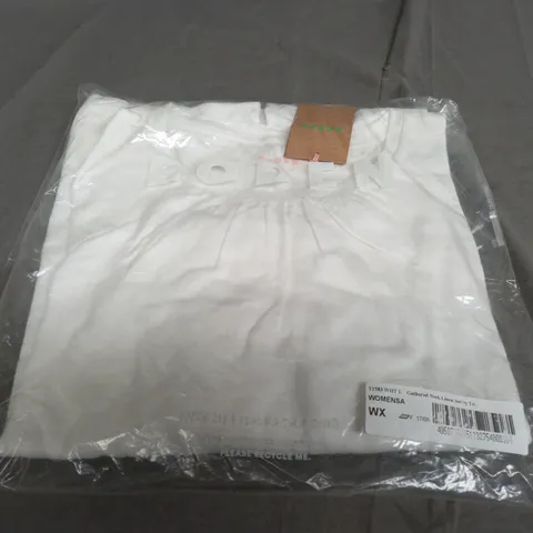 SEALED BODEN GATHERED NECK LINEN JERSEY TOP - LARGE