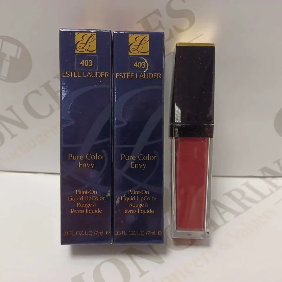 LOT OF 2 ESTEE LAUDER PURE COLOR ENVY PAINT-ON LIQUID LIPCOLOUR - #403 STRANGE BLOOM