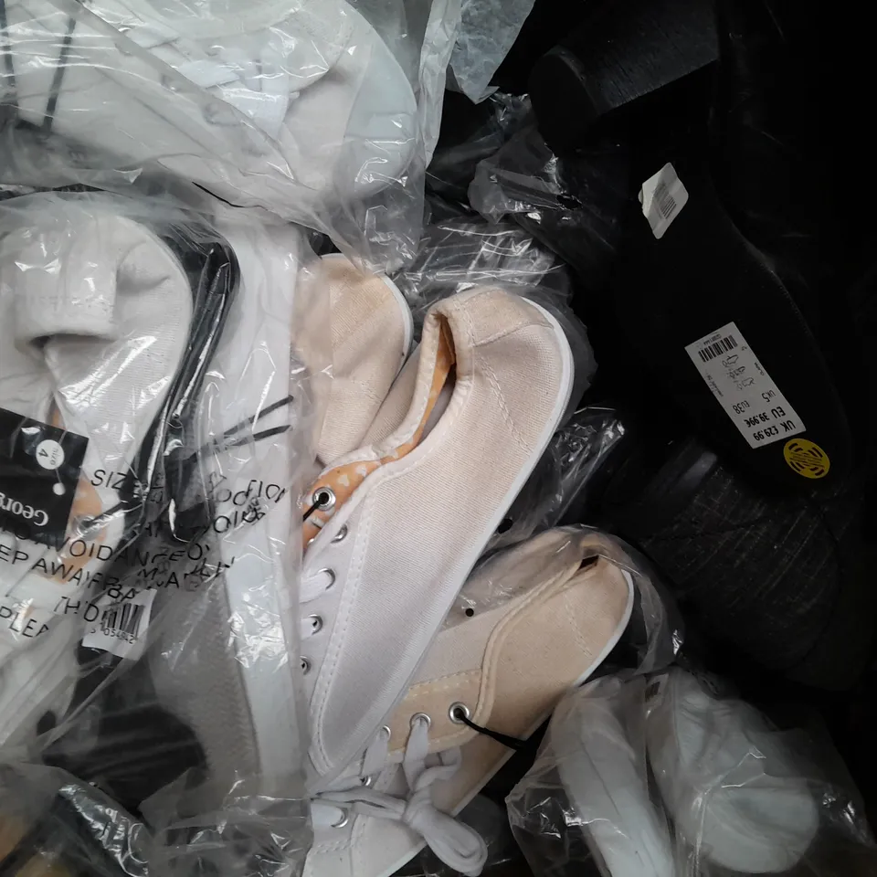 BOX OF APPROXIMATELY 20 ASSORTED PAIRS OF SHOES IN VARIOUS STYLES AND SIZES TO INCLUDE NEW LOOK, LOVE YOUR SHOES, ETC