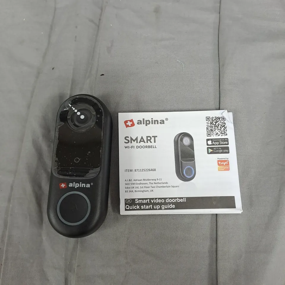 ALPINA SMART WI-FI DOORBELL WITH MOUNTING BRACKET & ACCESSORIES