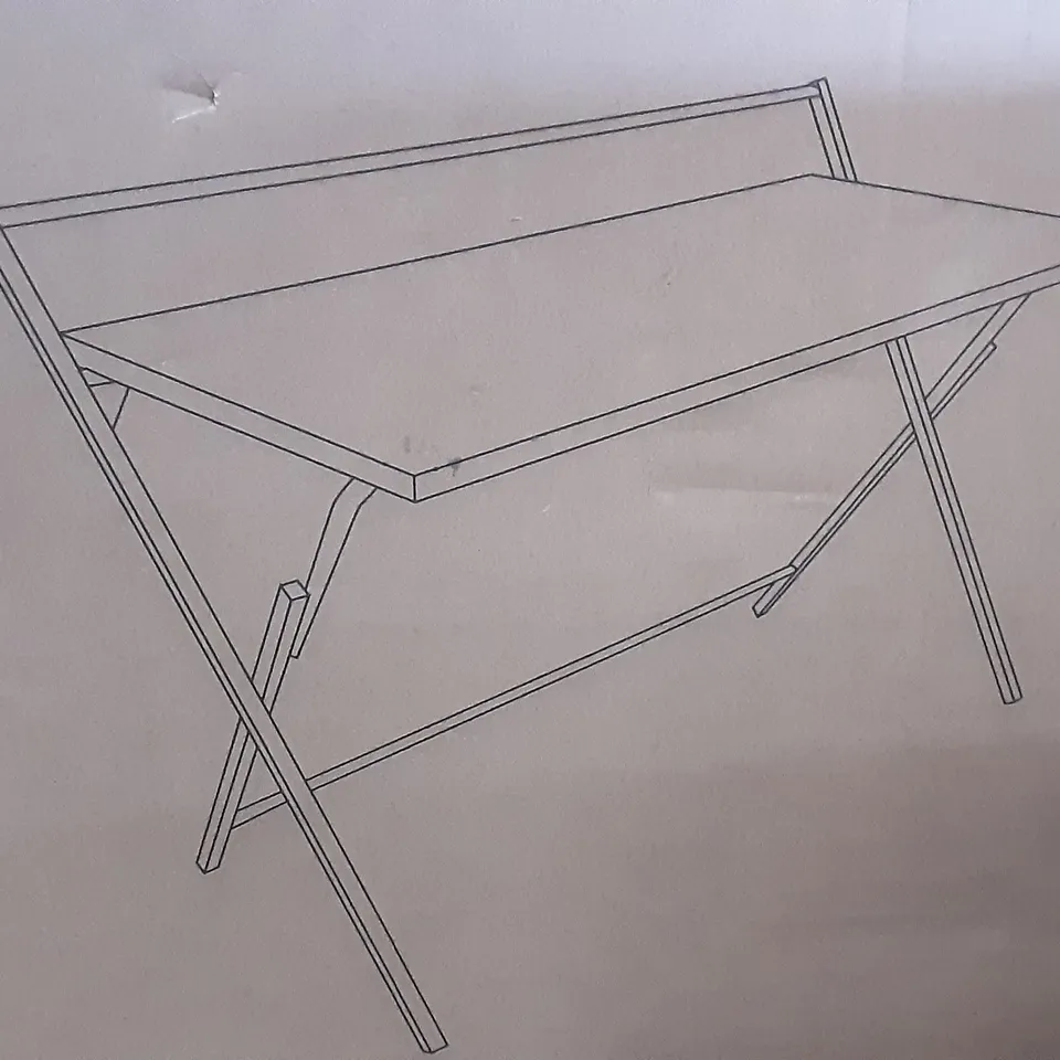 BOXED EVELYN FOLDING WIDE DESK IN RUSTIC WOOD EFFECT - H85 X W120 X D60 CM 