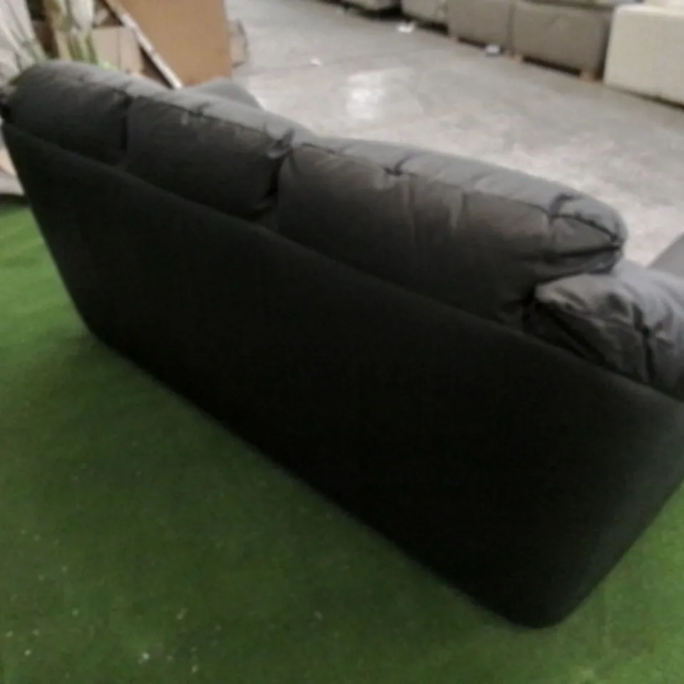 DESIGNER BLACK FAUX LEATHER THREE SEATER SOFA