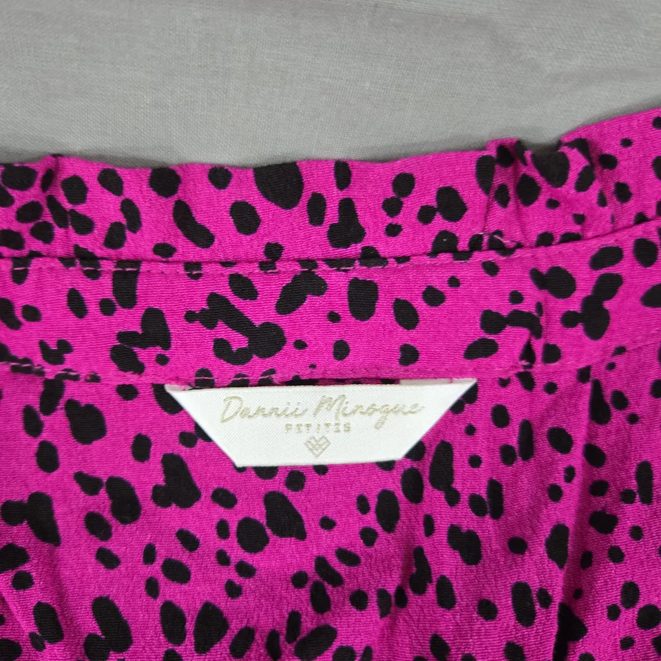DANNII MINOGUE PINK LEOPARD PRINT BLOUSE – UK SIZE 6P (PETITE)