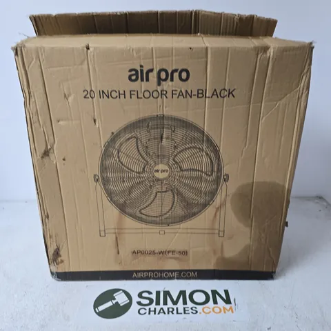 BOXED AIR PRO 20 INCH FLOOR FAN IN BLACK - COLLECTION ONLY