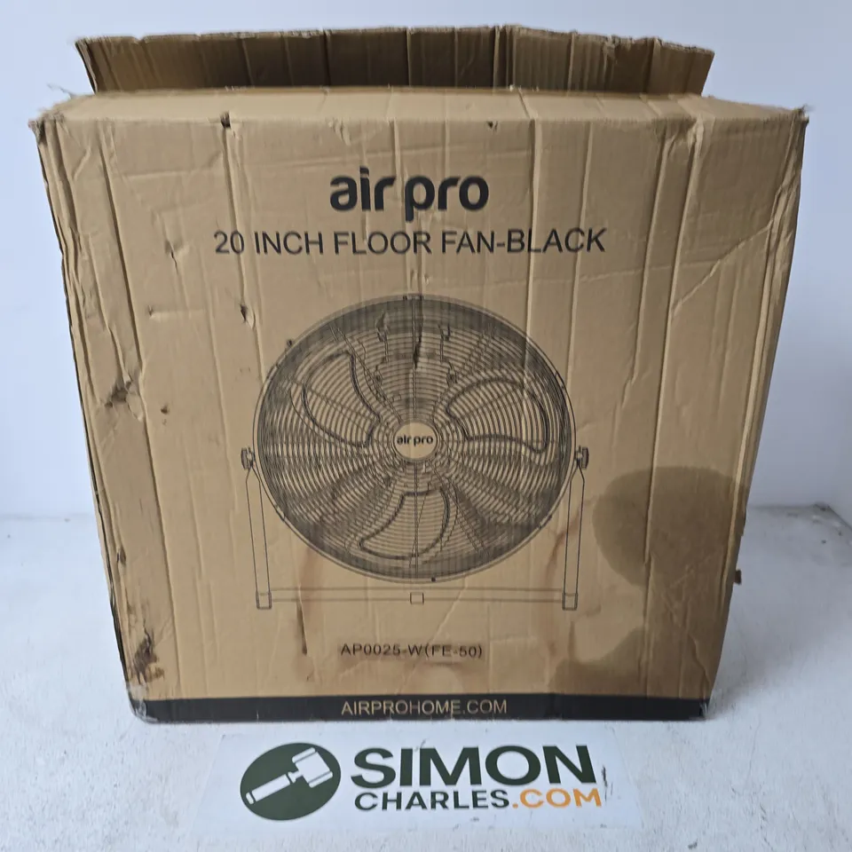 BOXED AIR PRO 20 INCH FLOOR FAN IN BLACK - COLLECTION ONLY