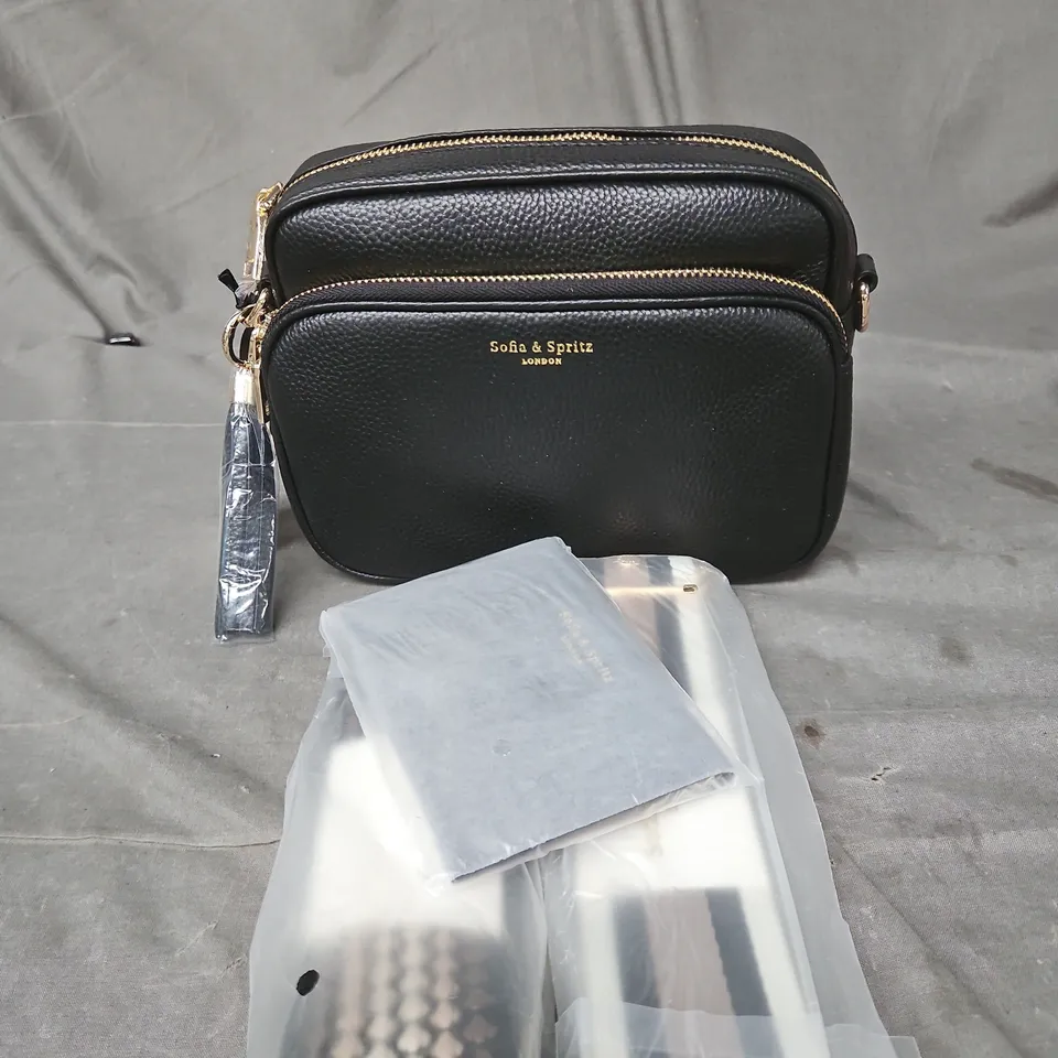 SOFIA AND SPRITZ BLACK LEATHER BAG WITH STRAPS