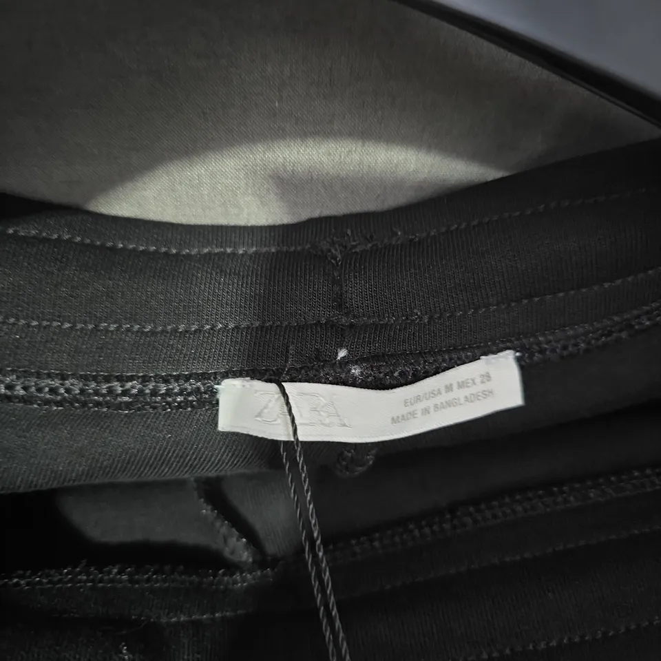 ZARA BLACK DRAWSTRING-WAIST TROUSERS, WOMEN'S, EU 28