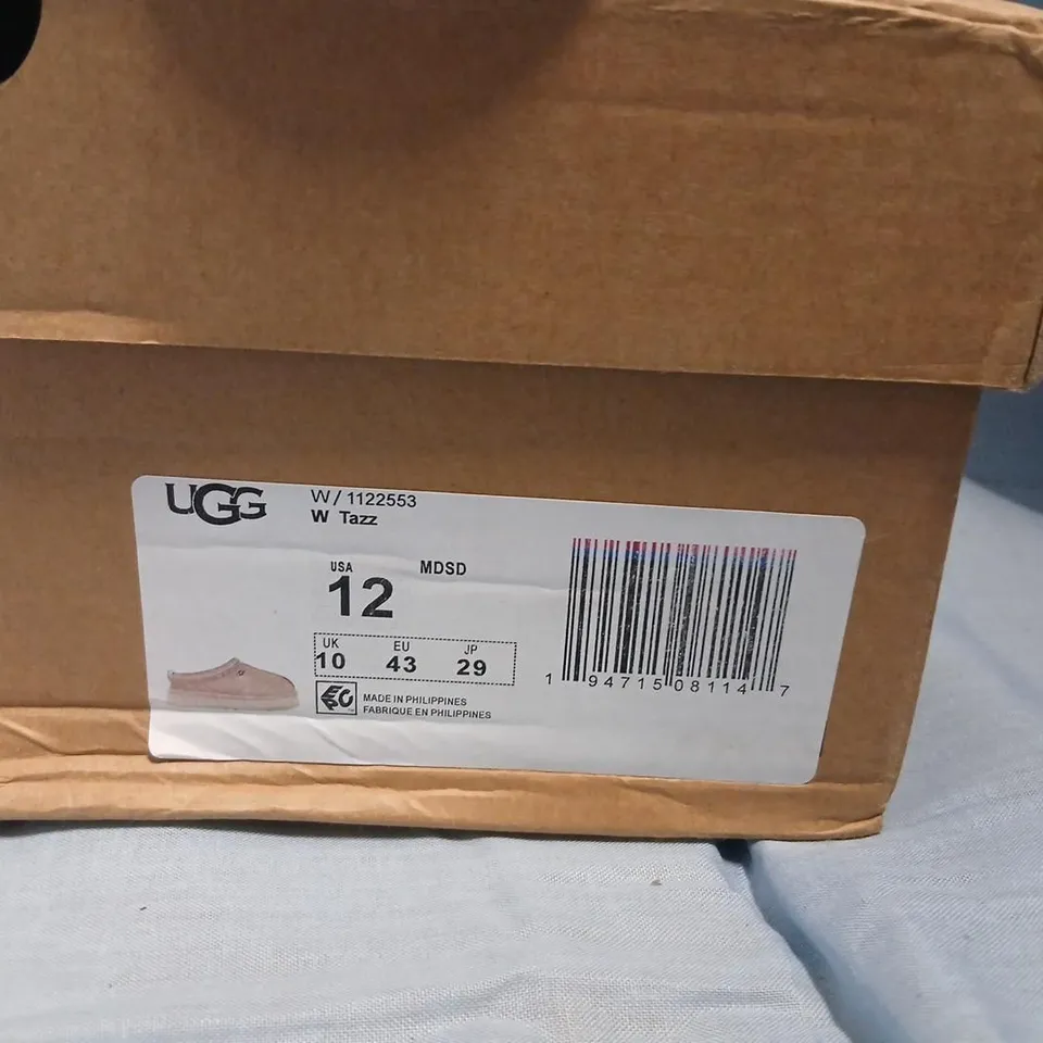 UGG WOMEN’S SLIP-ON SUEDE MOCCASIN SLIPPERS – BEIGE, UK 10 (US 12 / EU 43) WITH BOX & SOCKS