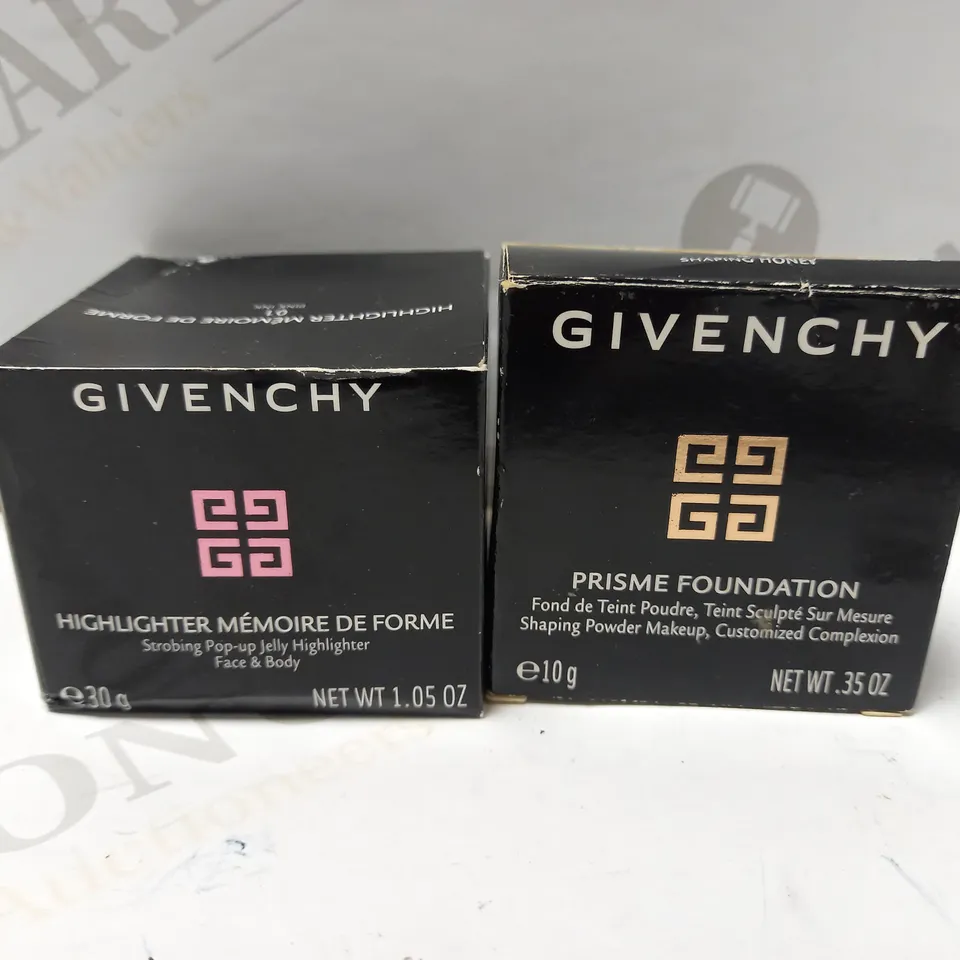 LOT OF 2 GIVENCHY PRODUCTS TO INCLUDE MEMOIRE DE FORME STROBING HIGHLIGHTER - 01 PINK INK & PRISME FOUNDATION POWDER - SHAPING HONEY