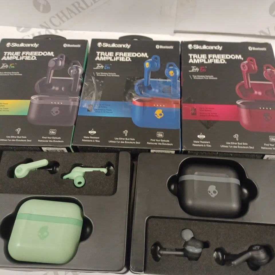 LOT OF 5 BOXED PIARS OF SKULL CANDY INDY EVO TWS EARBUDS