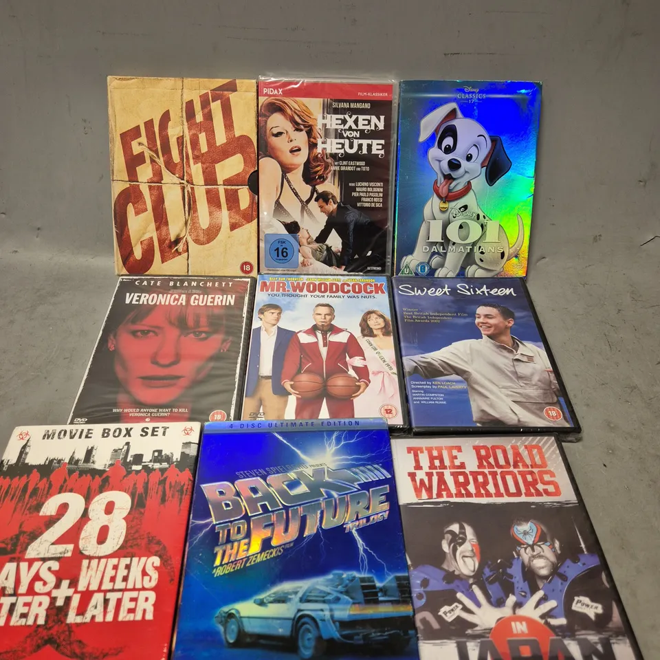 TOTE OF APPROXIMATELY 12 ASSORTED DVD'S TO INCLUDE - DISNEY 101 DALMATIANS , SWEET SIXTEEN , MR WOODCOCK ETC