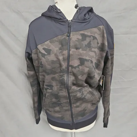 CAT TRADES ZIP HOODIE IN NIGHT CAMO/BLACK SIZE S