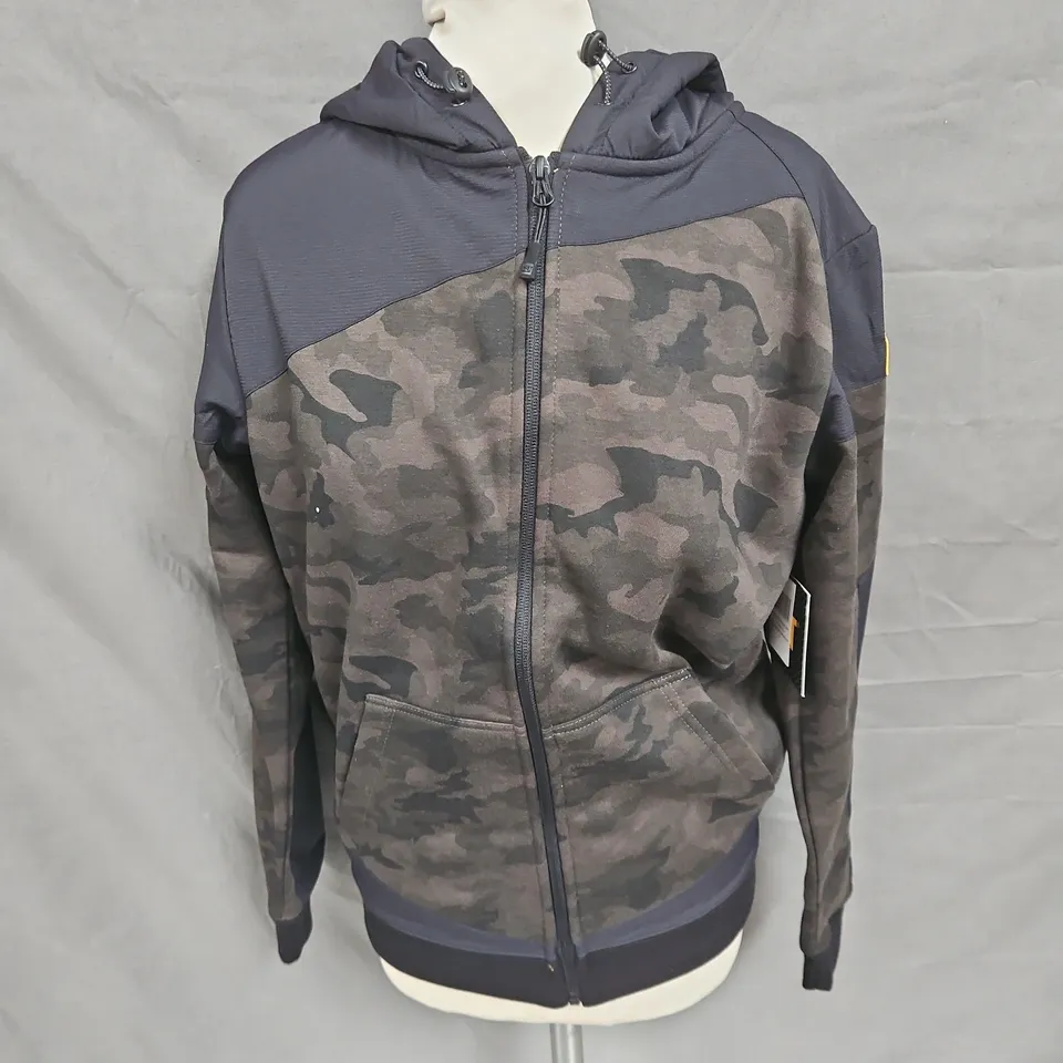 CAT TRADES ZIP HOODIE IN NIGHT CAMO/BLACK SIZE S