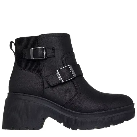 BOXED PAIR OF SKECHERS BOBS TANGO RUSTIC ROAMER VEGAN LEATHER DOUBLE STRAP ZIPPERED BOOT - SIZE 7