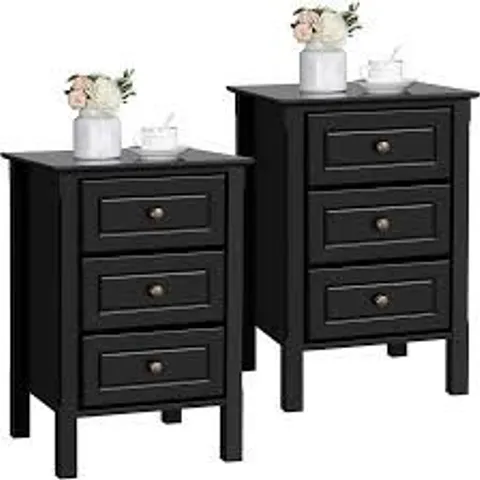 BOXED YAHEETECH BEDSIDE TABLE (SET OF 2) - BLACK (1 BOX)