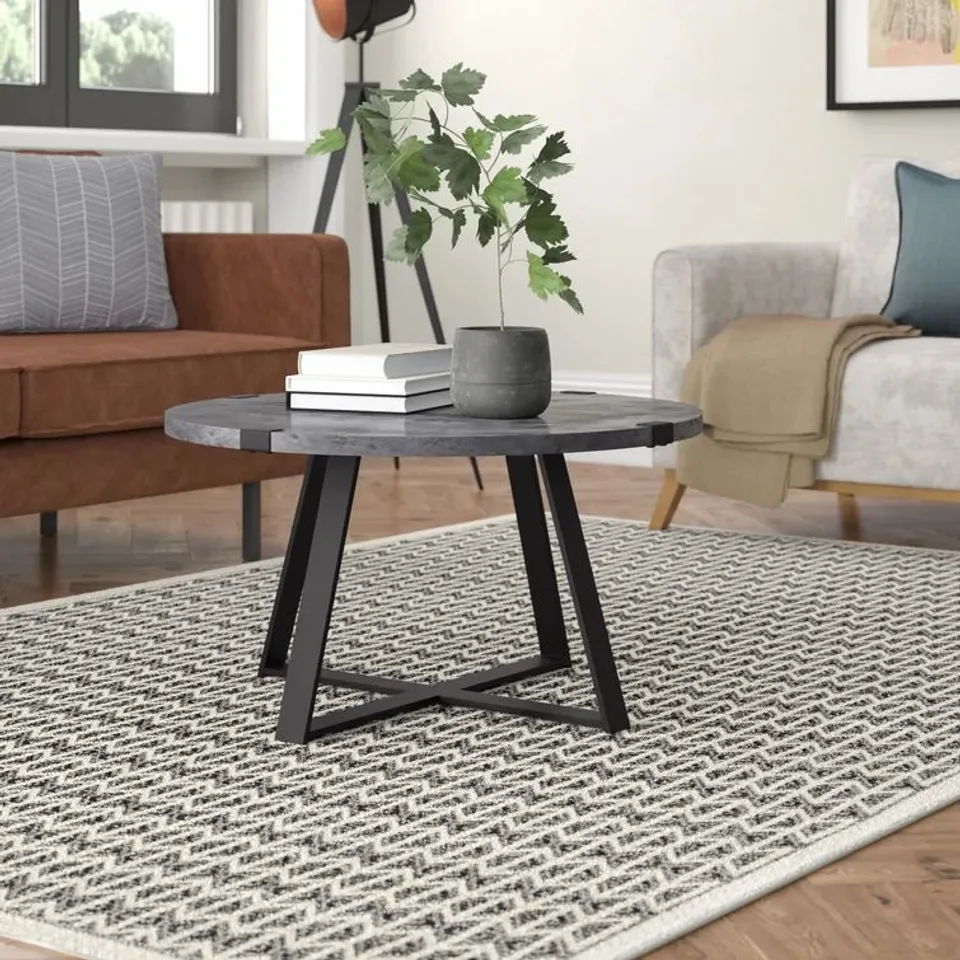 BOXED IVINE CROSS LEGS COFEE TABLE - DARKE CONCRETE 