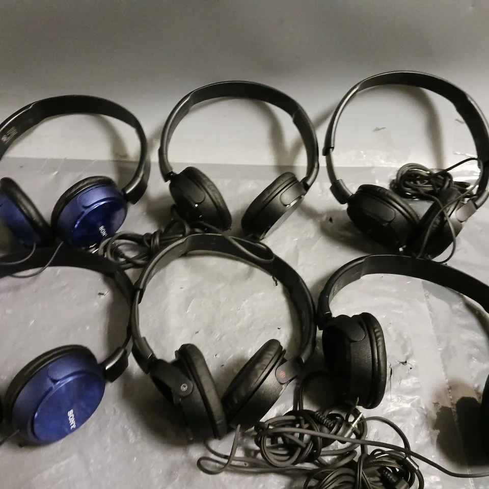 6 PAIRS OF SONY MDR-ZX310 HEADPHONES