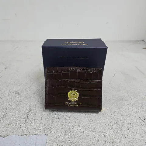 PAUL COSTELLOE CROC EMBOSSED LEATHER RFID WALLET BROWN