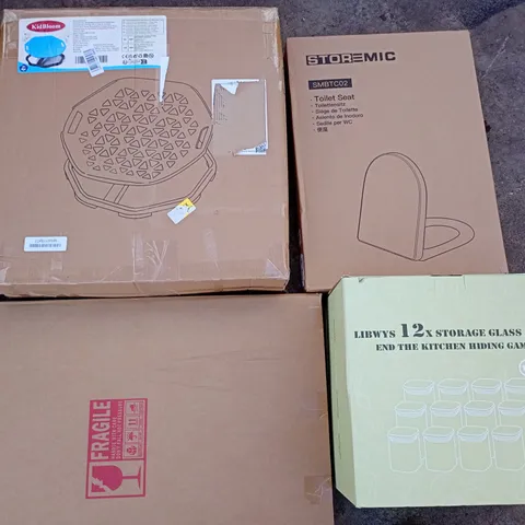 PALLET OF APPROXIMATELY 14 HOUSEHOLD ITEMS TO INCLUDE STORAGE JARS, TOILET SEAT AND KIDBLOOM 