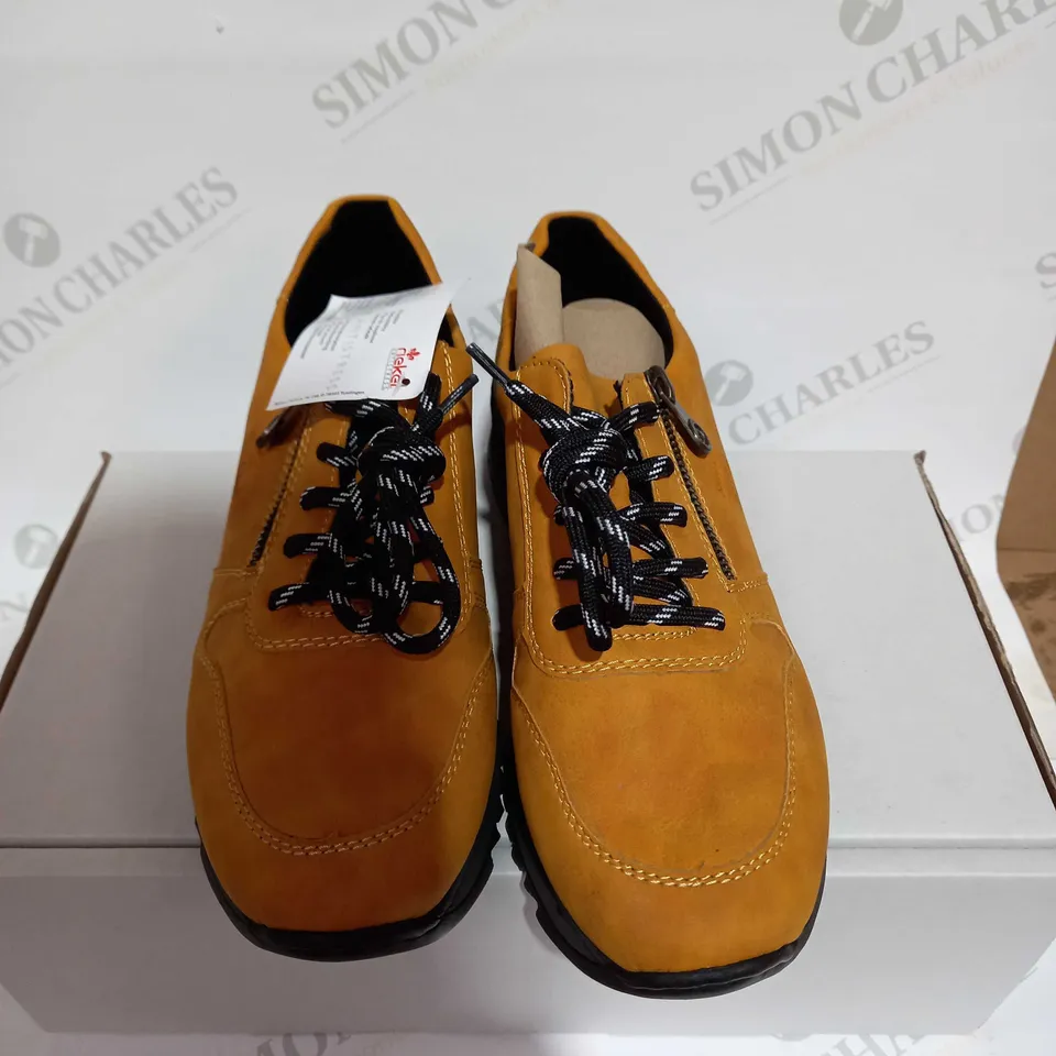 RIEKER YELLOW SUEDETTE ZIP TRAINERS - SIZE 6.5