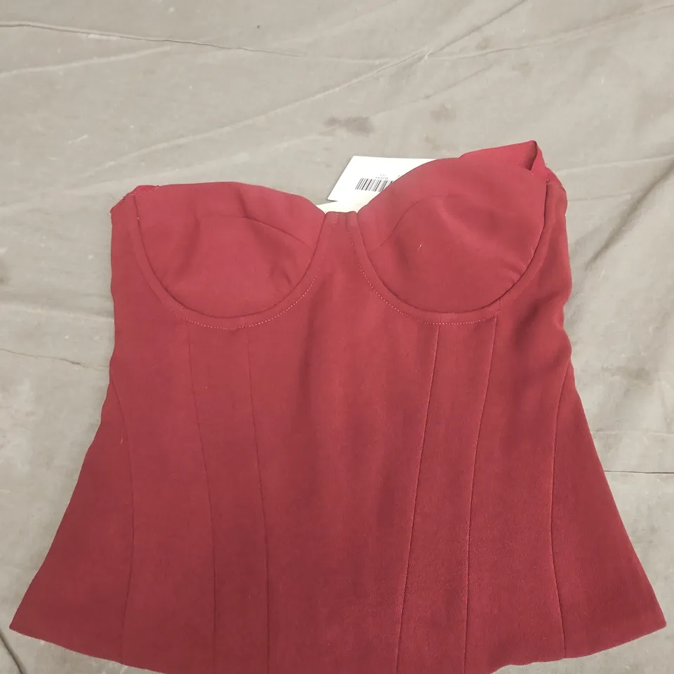MARS THE LABEL RED CORSET-STYLE LACE-UP BUSTIER TOP, UK 8 