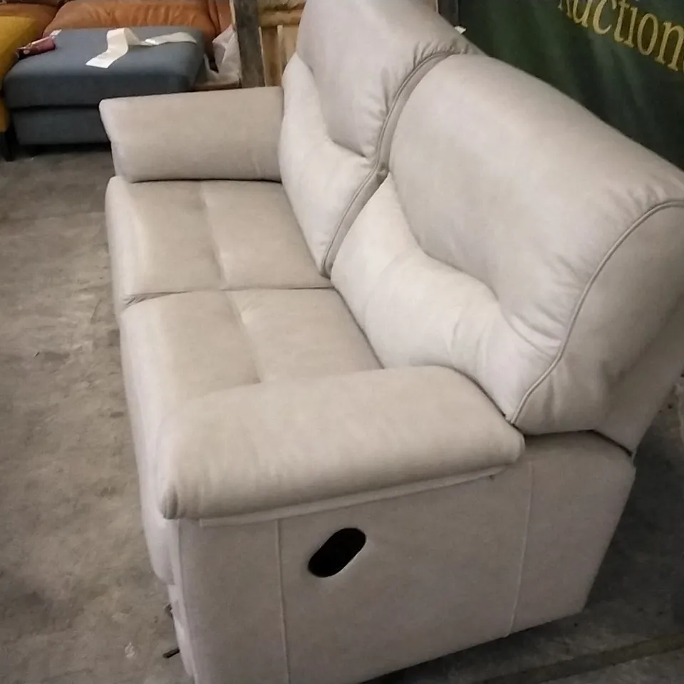 QUALITY BRITISH DESIGNED & MANUFACTURED G PLAN LIGHT GREY LEATHER ELECTRIC RECLINING 2 SEATER SOFA