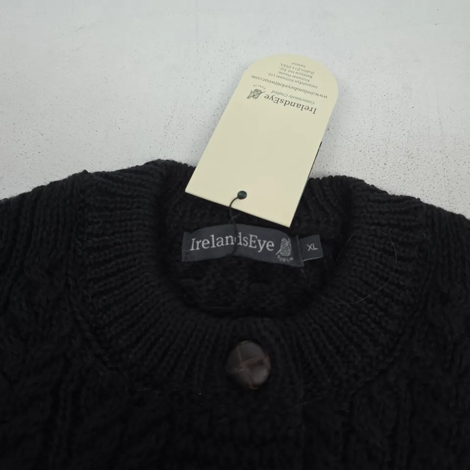 IRELAND'S EYE KNIT CARDIGAN, BLACK, SIZE XL