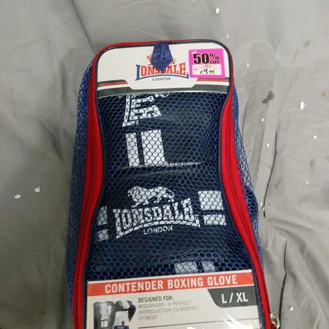 LONSDALE CONTENDER BOXING GLOVES – BLUE (MESH CARRY BAG)