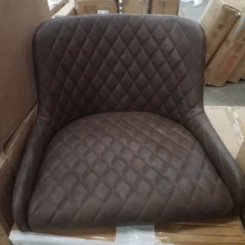 BOXED SET OF 2 FAUX LEATHER DINING CHAIRS - BROWN
