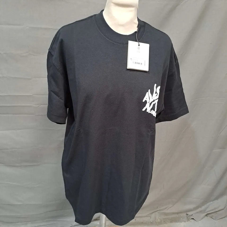 ALL SAINTS ORLANDO BACK PRINT TSHIRT IN WASHED BLACK SIZE XS