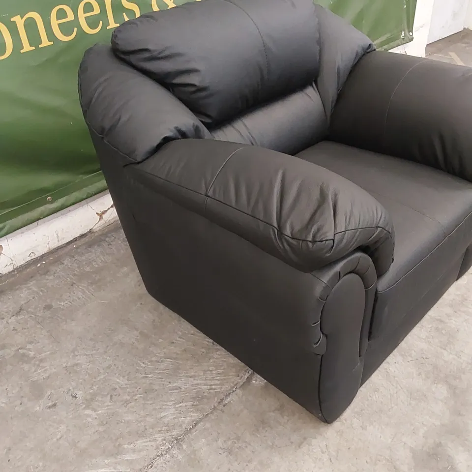 DESIGNER NAPLES LEATHER CHAIR - BLACK