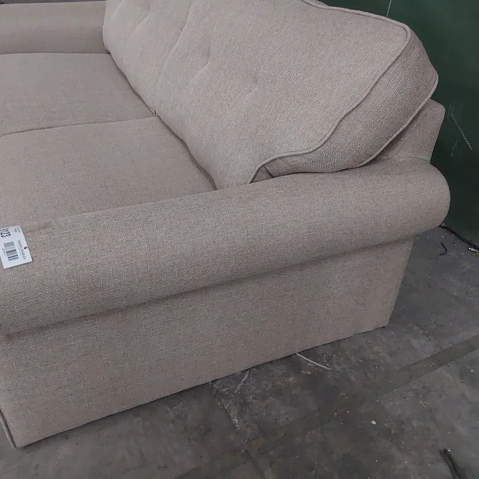 DESIGNER TWO SEATER SOFA FAWN FABRIC 
