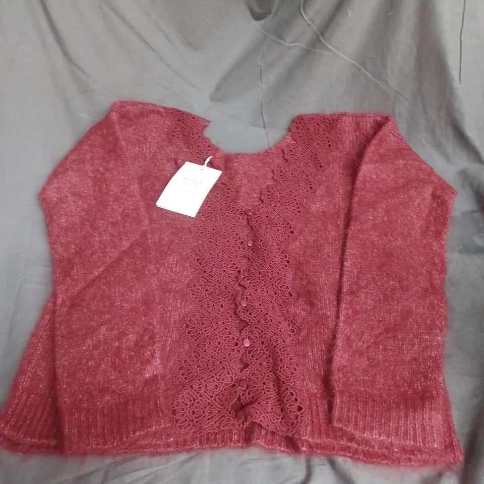 LA MAILLE SEZANE PULL ASTRIDE CARDIGAN IN RUST RED SIZE S